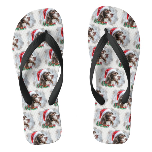 Springer Spaniel Dog Christmas Festive Thongs (Footbed)