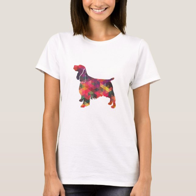 Springer Spaniel Dog Geometric Silhouette Multi T-Shirt (Front)