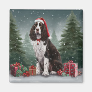 Springer Spaniel Dog in Snow Christmas Magnet