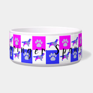 Springer Spaniel Dog & Paw Print Hot Pink & Blue