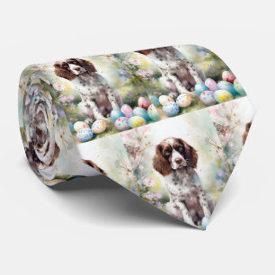 Springer Spaniel Dog with Easter Eggs Holiday Tie