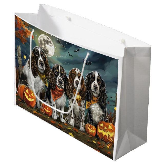 Springer Spaniel Halloween Spooky Large Gift Bag (Front Angled)
