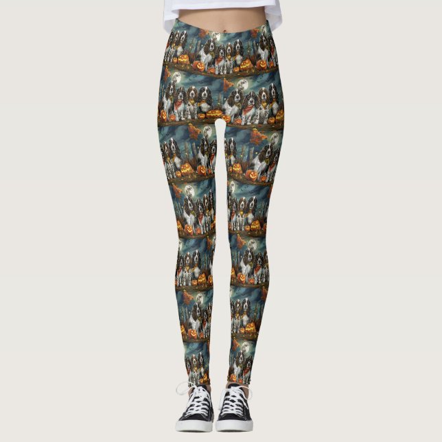 Springer Spaniel Halloween Spooky Leggings (Front)