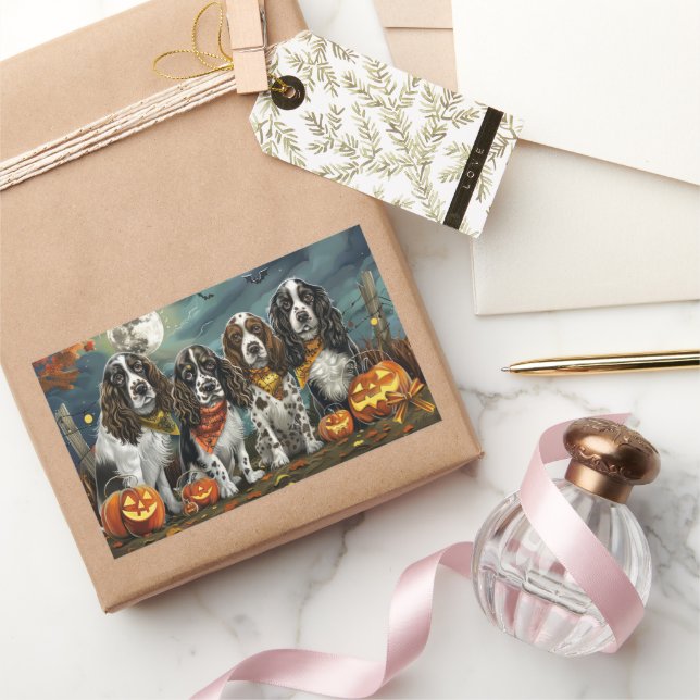 Springer Spaniel Halloween Spooky Rectangular Sticker (Gifting)
