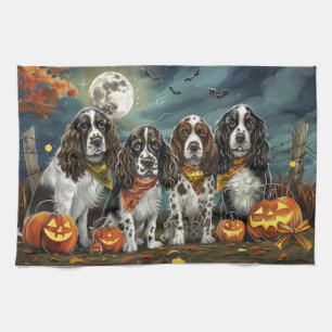 Springer Spaniel Halloween Spooky Tea Towel