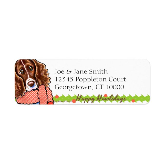 Springer Spaniel Happy Howlidays Return Address Label (Front)