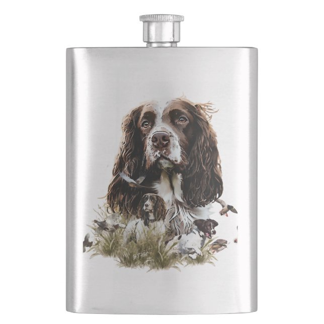 Springer Spaniel Hip Flask (Front)