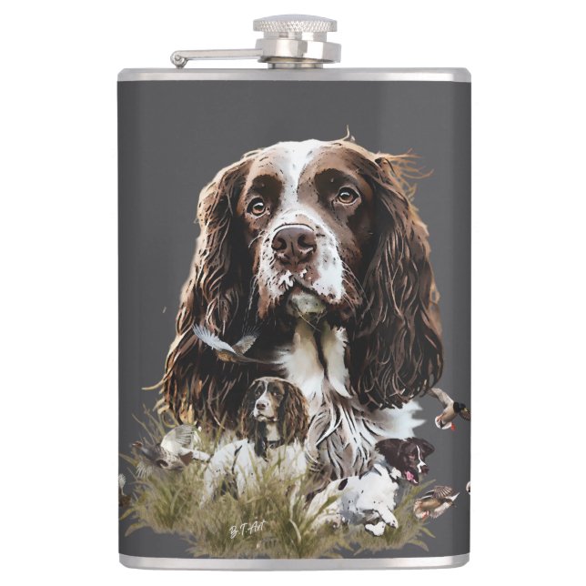 Springer Spaniel Hip Flask (Front)