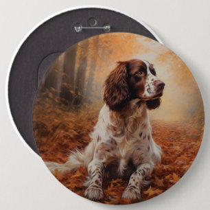 Springer Spaniel in Autumn Leaves Fall Inspire 6 Cm Round Badge