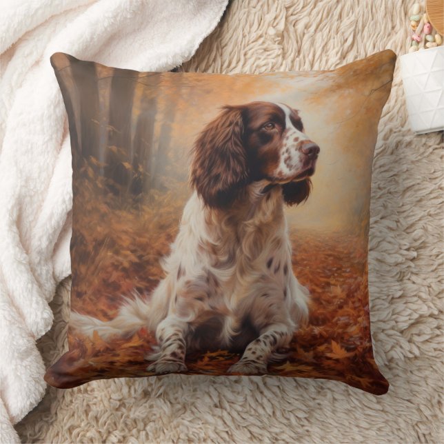 Springer Spaniel in Autumn Leaves Fall Inspire  Cushion (Blanket)