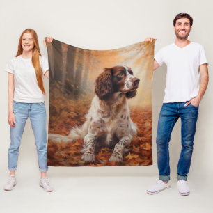 Springer Spaniel in Autumn Leaves Fall Inspire  Fleece Blanket