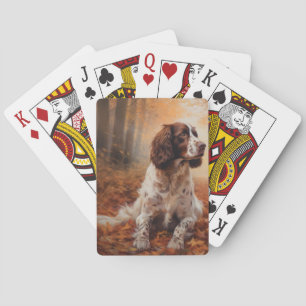 Springer Spaniel in Autumn Leaves Fall Inspire Playing Cards