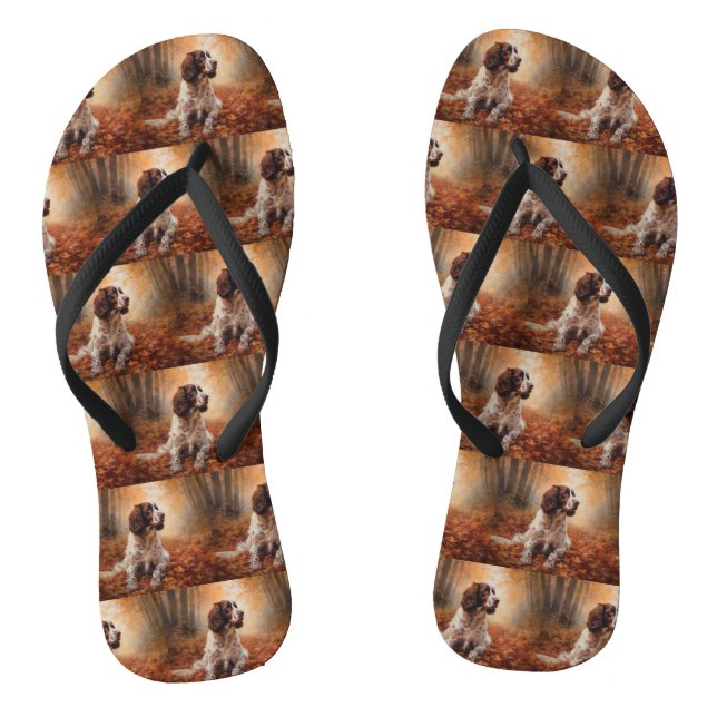 Springer Spaniel in Autumn Leaves Fall Inspire  Thongs (Footbed)