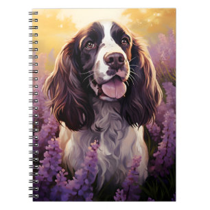 Springer Spaniel in Lavender field Notebook