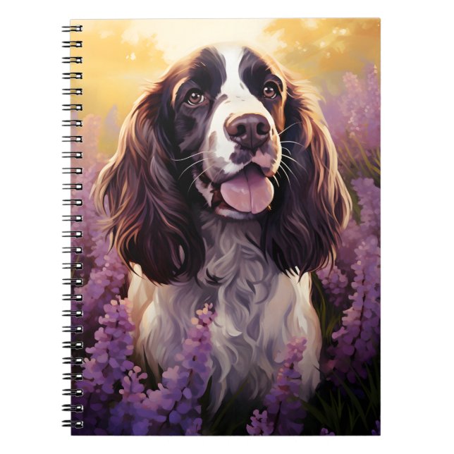 Springer Spaniel in Lavender field Notebook (Front)