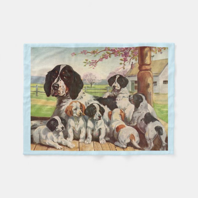 springer spaniel mum and puppies fleece blanket (Front (Horizontal))