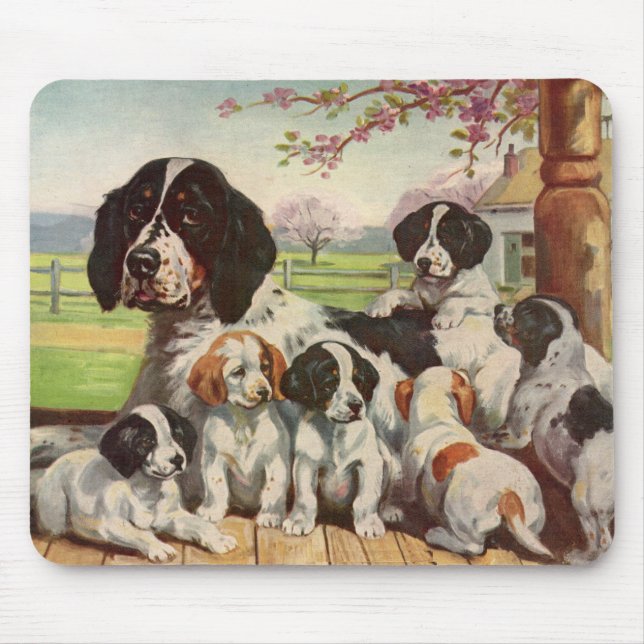 Springer spaniel mum and puppies mouse pad (Front)