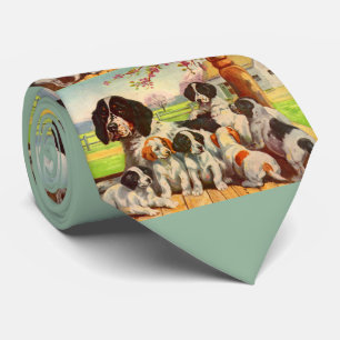Springer Spaniel mum and puppies print Tie