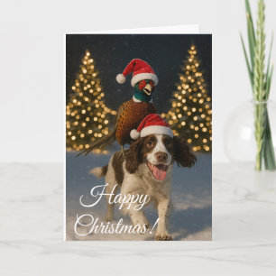 Springer Spaniel & Pheasant Christmas greetingcard Holiday Card