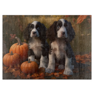 Springer Spaniel Puppy Autumn Delight Pumpkin Cutting Board