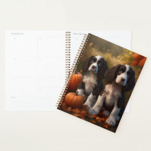 Springer Spaniel Puppy Autumn Delight Pumpkin Planner