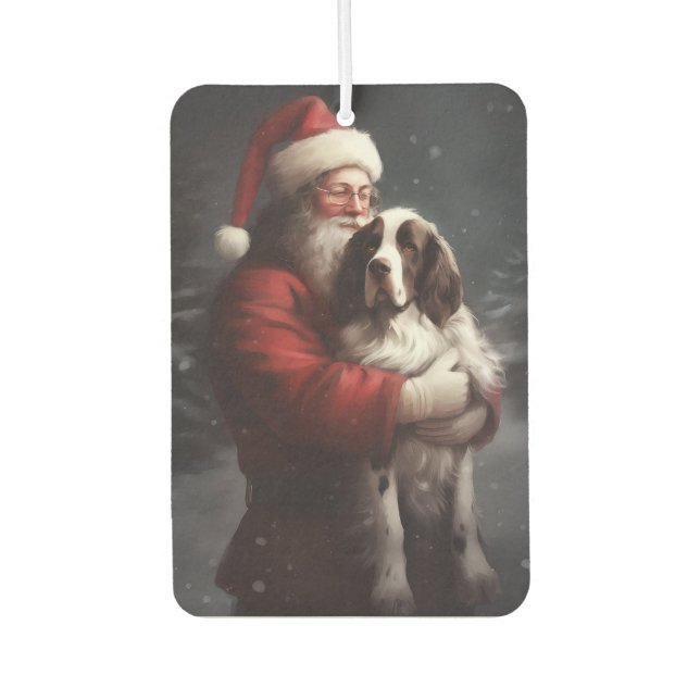 Springer Spaniel Santa Claus Festive Christmas Car Air Freshener (Front)