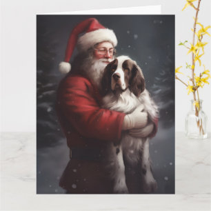 Springer Spaniel Santa Claus Festive Christmas Card