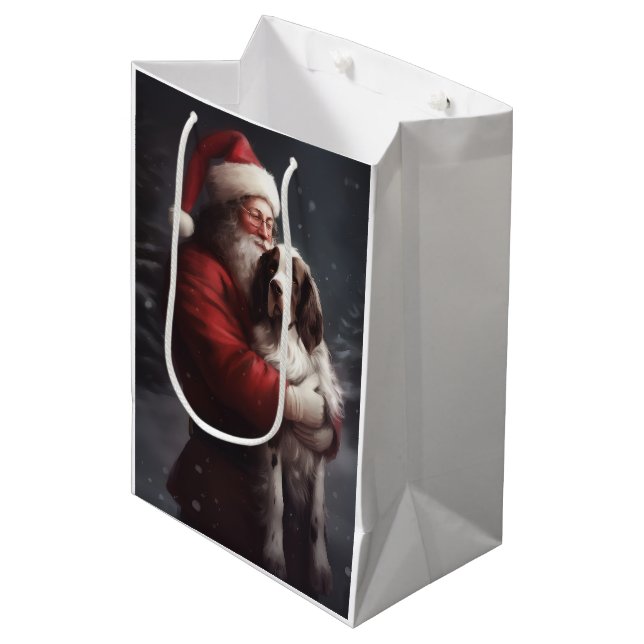 Springer Spaniel Santa Claus Festive Christmas Medium Gift Bag (Front Angled)