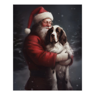 Springer Spaniel Santa Claus Festive Christmas Poster