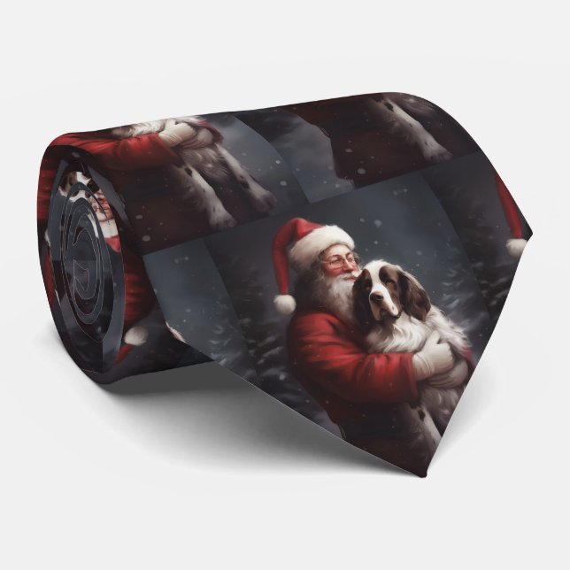 Springer Spaniel Santa Claus Festive Christmas Tie (Rolled)