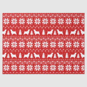 Springer Spaniel Silhouettes Christmas Pattern Red Tissue Paper