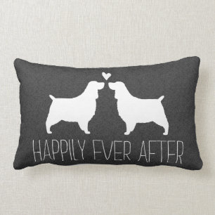 Springer Spaniel Silhouettes with Heart and Text Lumbar Cushion