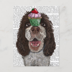 Springer Spaniel with Cupcake Postcard