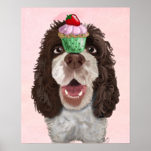 Springer Spaniel with Cupcake Poster
