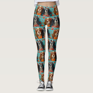Springer Spaniel with Heart Roses Valentine's Day Leggings