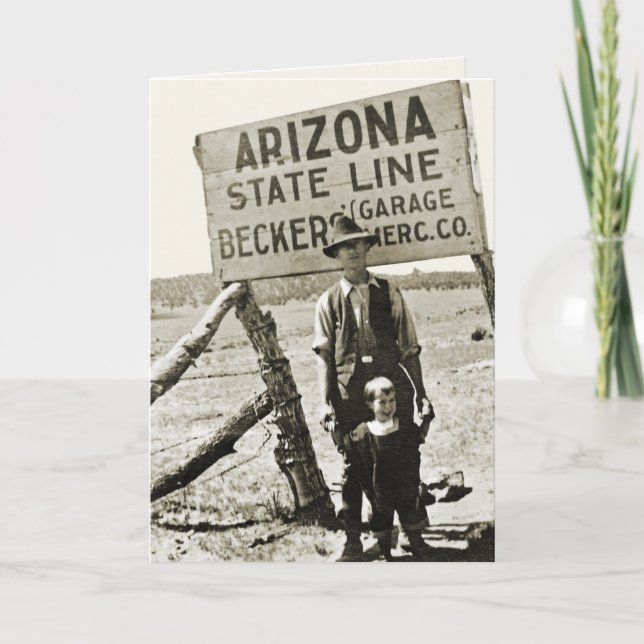 Springerville Arizona State Line Photo Becker's Card (Front)