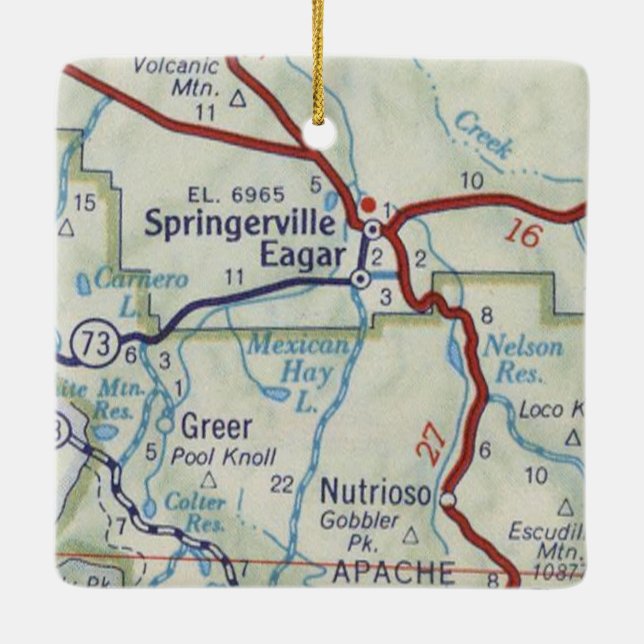 Springerville AZ Vintage Map Ceramic Ornament (Back)