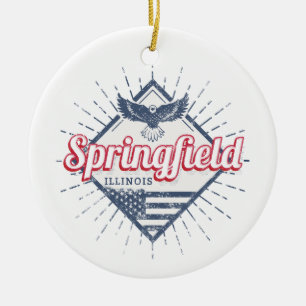 Springfield City Illinois United States Retro USA Ceramic Ornament
