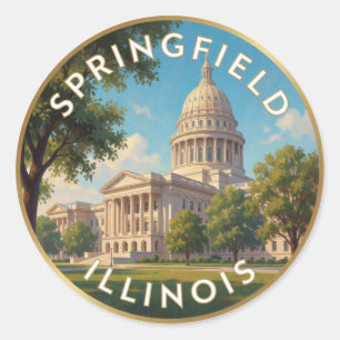Springfield Illinois State Capitol 🌽 Classic Round Sticker