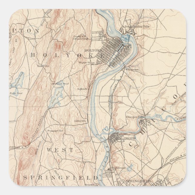 Springfield, Massachusetts Square Sticker (Front)