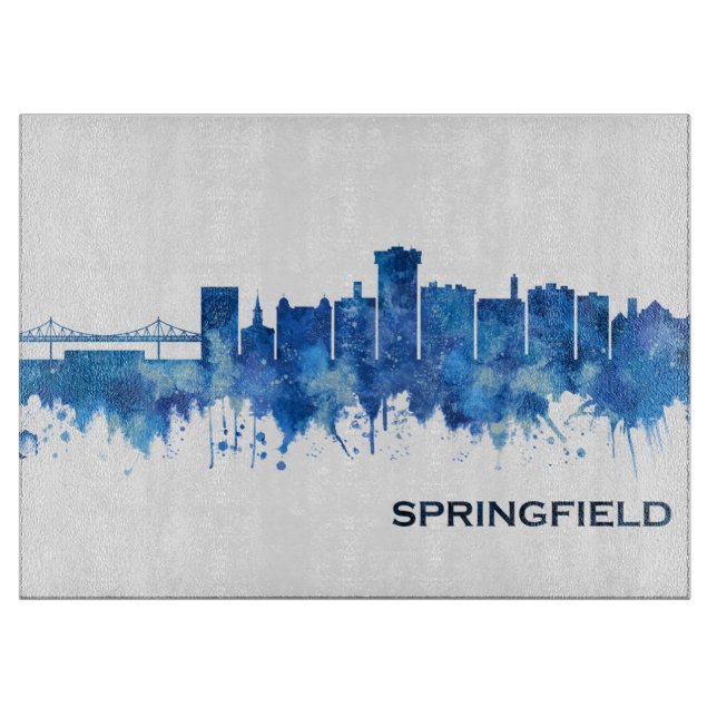 Springfield Missouri Skyline Blue Cutting Board (Front)