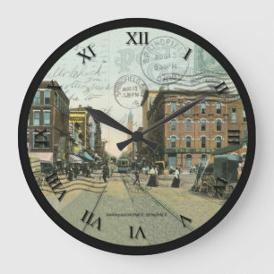 Springfield Ohio Post Card Clock - High St. 1909