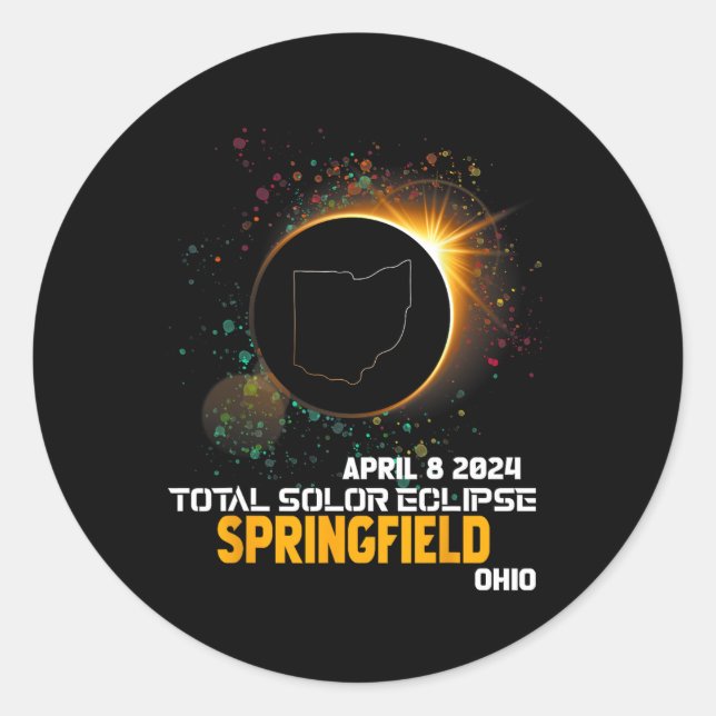 Springfield Ohio Total Solar Eclipse 2024 1  Classic Round Sticker (Front)