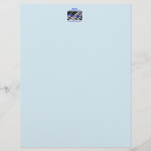 Springfield, Vermont. Police Custom Letterhead (Front)