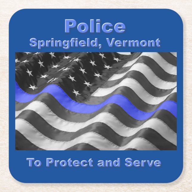 Springfield, Vermont. Police Square Paper Coaster (Front)