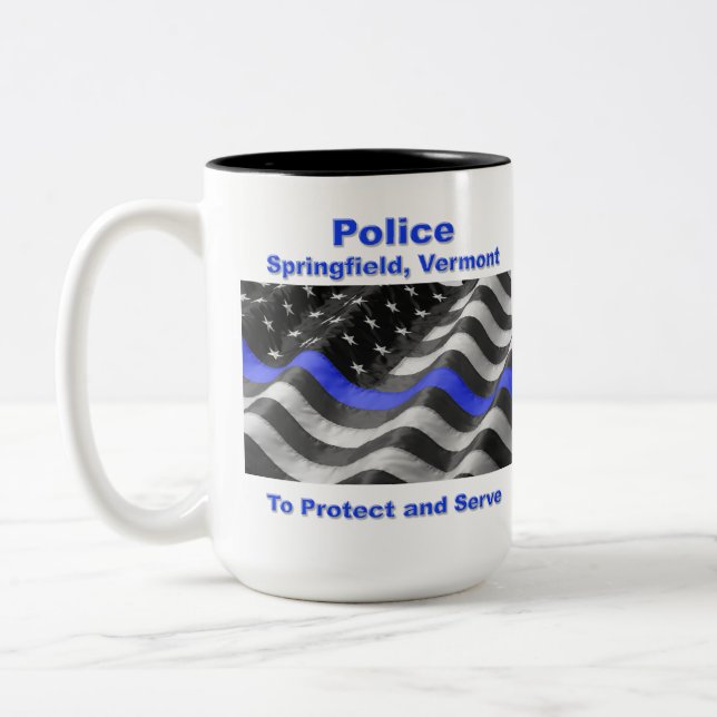 Springfield, Vermont. Police Two-Tone Coffee Mug (Left)
