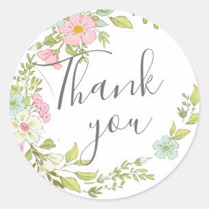 Springflowers wedding collection- danke classic round sticker
