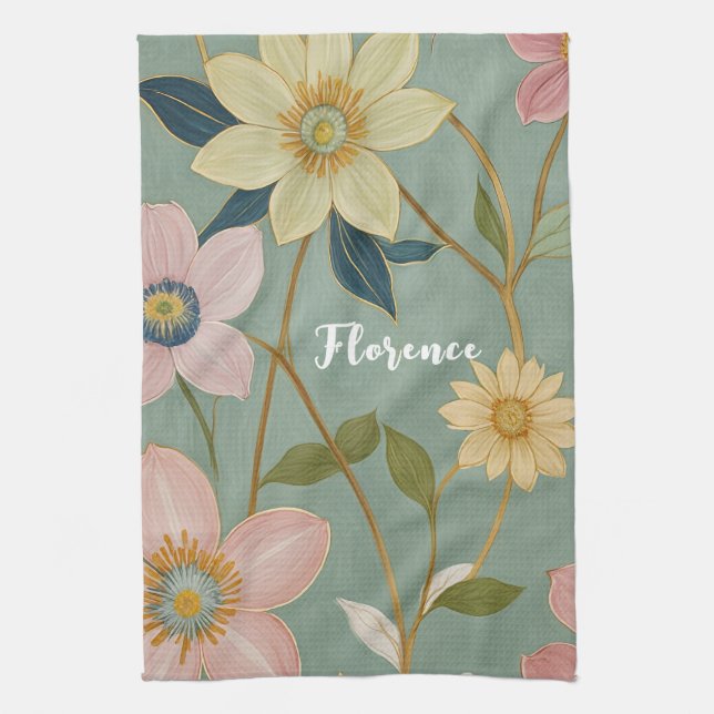 Spring's Gentle Awakening Personalized Tea Towel (Vertical)