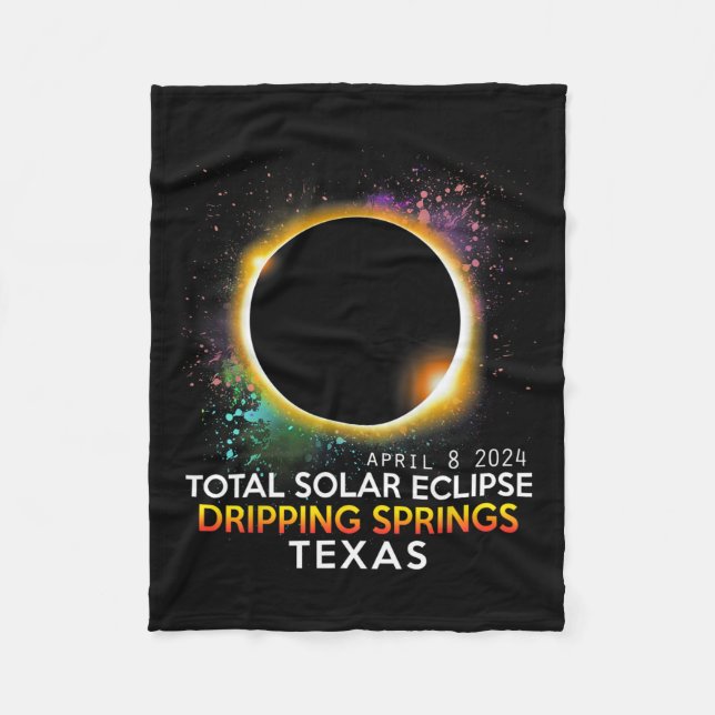 Springs Texas Totality Total Solar Eclipse 2024  Fleece Blanket (Front)