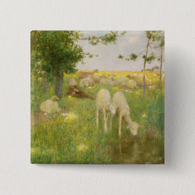 Springtime 15 Cm Square Badge (Front)